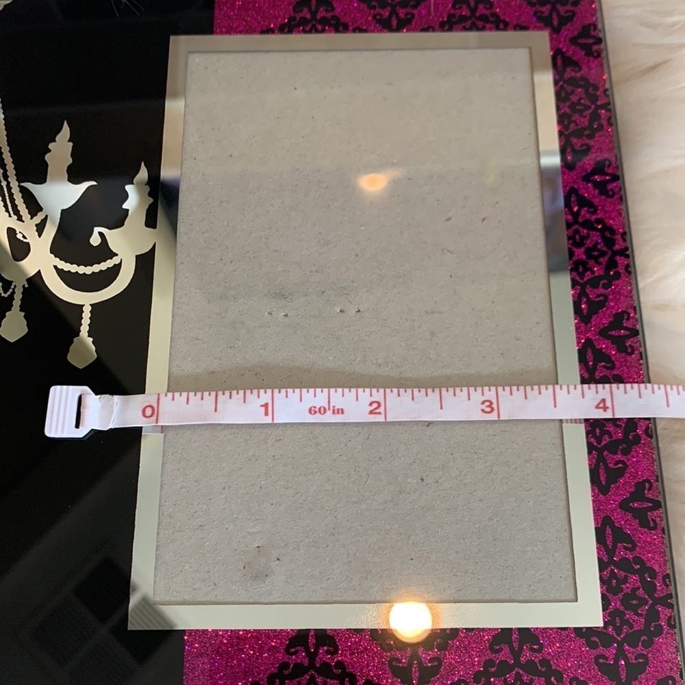 Black Mirror Chandelier and Pink Glitter Glass Picture Frame - Picture 6 of 7